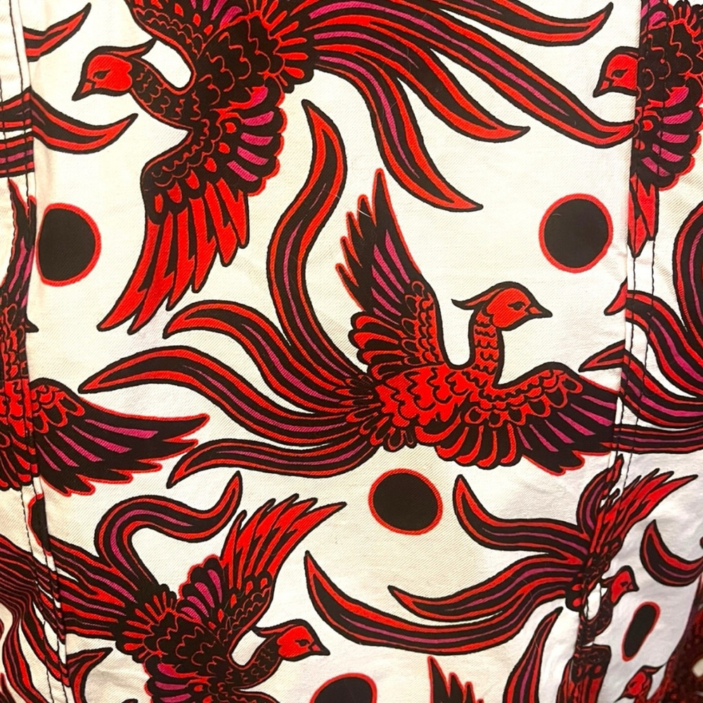 Women's Kenzo Flying Phoenix Cotton Denim Style Jacket, L, White & Red - Picture 8 of 16